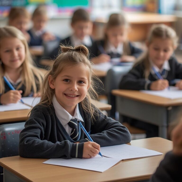 AI generated image of primary school children taking part in a Letter Link workshop